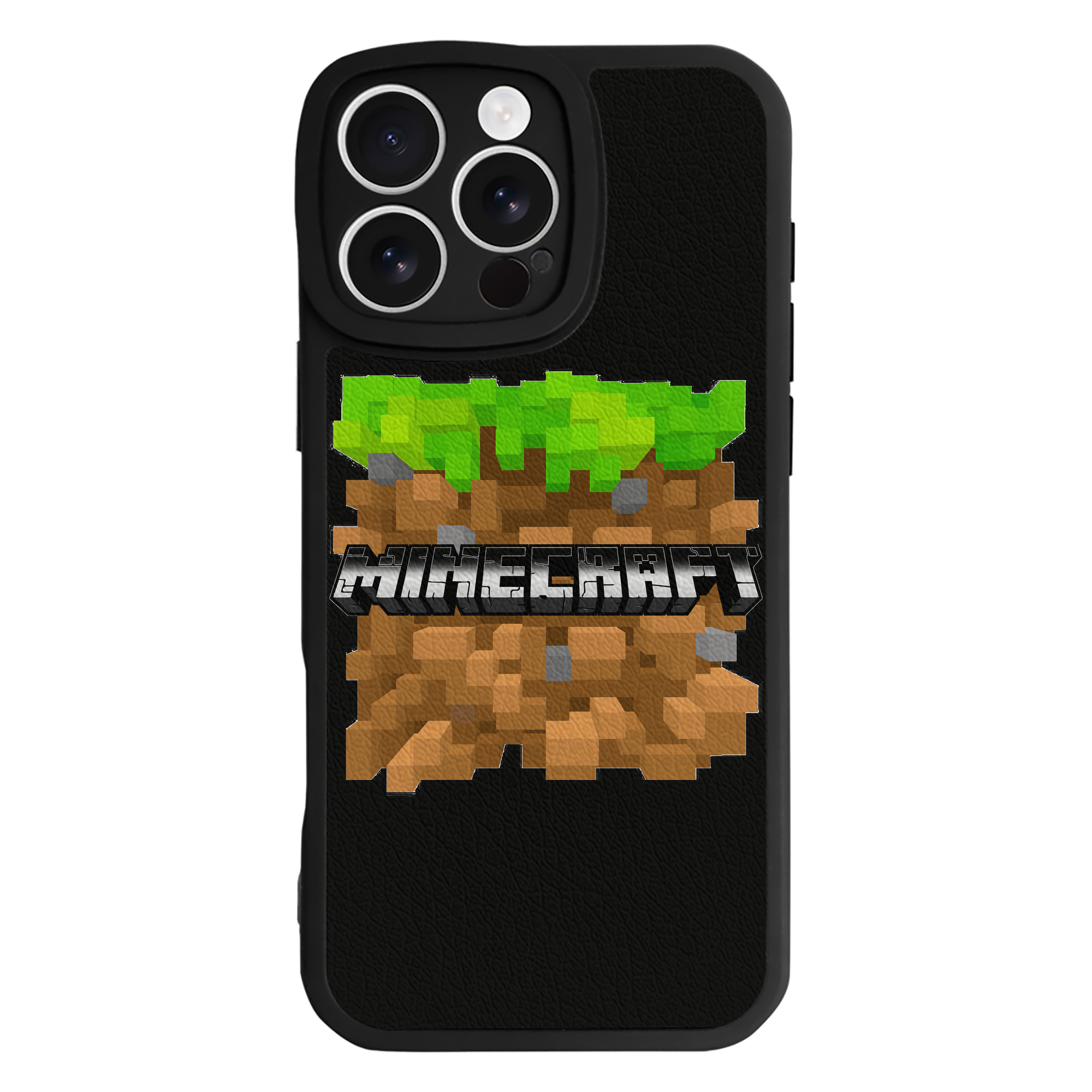 （画像用） マインクラフト ブロックの世界 Minecraft MC Block world 【iPhone 16シリーズ対応】シリコンスマホケース（レザー調） 材質：シリコン